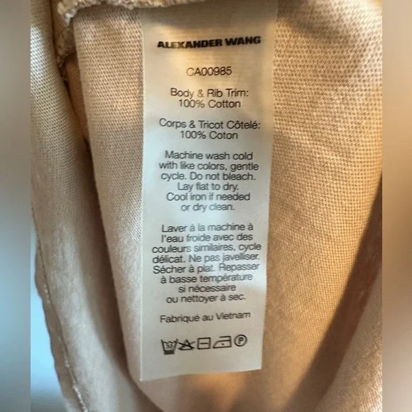 Alexander Wang Halter Cream Medium 100% Cotton Tan Mini Bodycon Dress - Picture 5 of 5